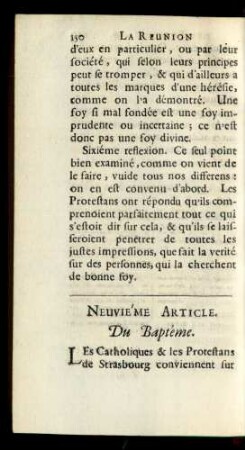 Neuviéme Article. Du Baptéme.