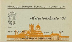 Festkarte Neuss 1981 (passiv)