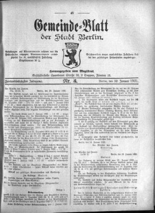 1921,5: Nr. 5, 30. Januar 1921