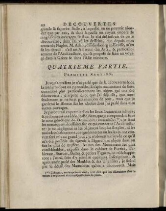 Quartieme Partie. Premiere Section.