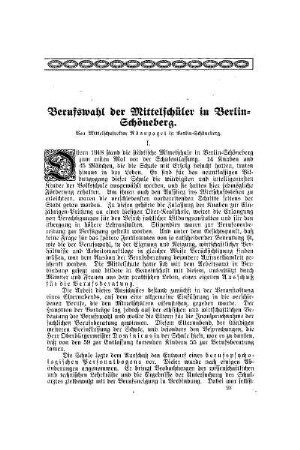 Berufswahl der Mittelschüler in Berlin-Schöneberg