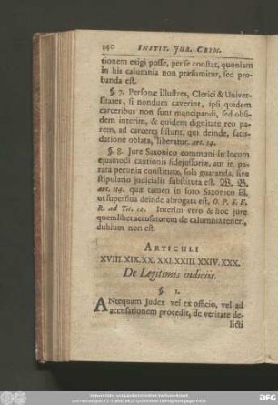 Articuli XVIII. XIX. XX. XXI. XXIII. XXIV. XXX. De Legitimis indiciis.