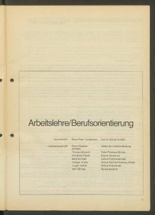 Arbeitslehre/Berufsorientierung