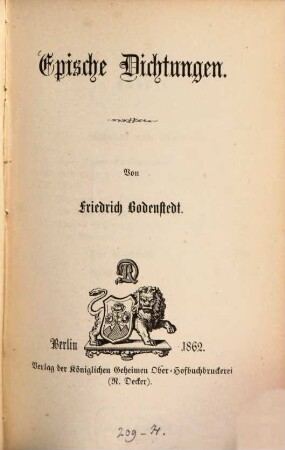 Epische Dichtungen
