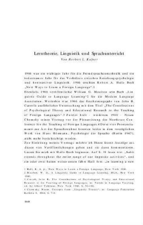 Lerntheorie, Linguistik und Sprachunterricht