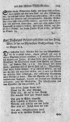 Gedichte. - Nebst: Horatius Flaccus, Quintus: Oden.