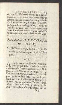 No. XXXIII. La Hollande accepte la Paix & se détache de l'Allemagne & de l'Espagne. 1678.