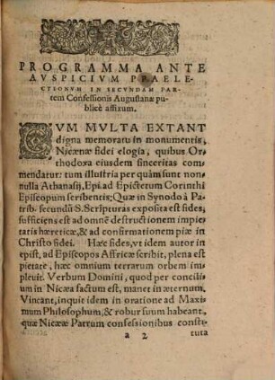 Avgvstanae Confeßionis Qvae Ecclesiarvm Evangelicarvm Novissimi Temporis Avgvstissimvm Symbolvm, & doctrinae Lutheranae lapis verè Lydius est; Explicatio. 2