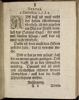 "Textus" und Beginn der "Außlegung"