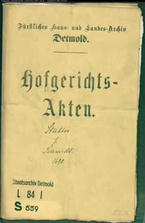Stübber, Joh. Ernst zu Alverdissen gegen Johann Schmidt und Kons. - Erbschaft