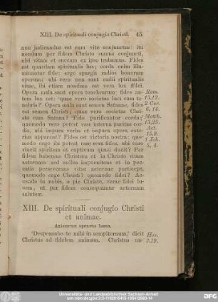 XIII. De spirituali coniugio Christi et animae.