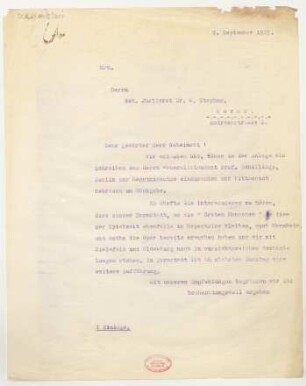 Brief an Karl Stephan : 09.09.1925