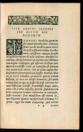 Vita Sancti Ioannis Per Divum Hieronymum.