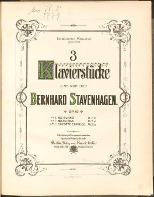3 Klavierstücke : op. 10, 3. Gavotte. Caprice. - 13 S.