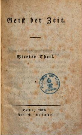 Geist der Zeit, 4. Theil