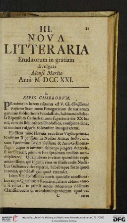 III. Mense Martio