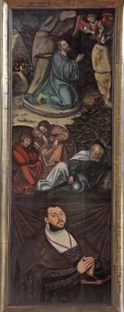 Hauptaltar — "Fest- und Sonntagszustand" Kreuzigung und Stiftertafel — Agonie Christi & Stifterporträt Kurfürst Johann Friedrichs