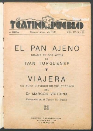 1938003200: El pan ajeno : drama en dos actos