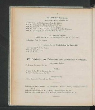 IV. Officianten der Universität und Universitäts-Verwandte.