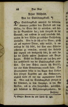 Achter Abschnitt. Von der Einbildungskraft.