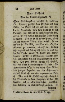 Achter Abschnitt. Von der Einbildungskraft.