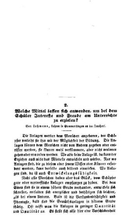 Welche Mittel lassen sich anwenden, um bei dem Schüler Interesse und Freude am Unterrichte zu erzielen?