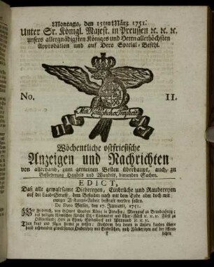 No. 11. Montags, den 15ten März 1751.