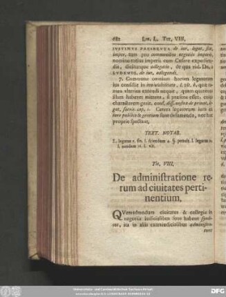 Tit. VIII. De administratione rerum ad civitates pertinentium.