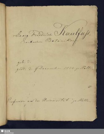 Nr. 108-109. Kaulfuß, Georg Friedrich
