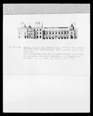 Paris, Palais du Luxembourg, Hoffassade, Querschnitt durch die Flügel