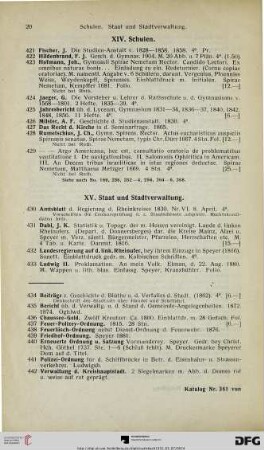 XV. Staat und Stadtverwaltung (Nr. 430-442)
