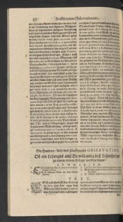 Die Hundert: Acht und Fünfftzigiste Observation.