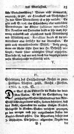 Erörterung des Entscheidungs-Rechts in zwiespaltigen Wahlen geistl. Reichs-Fürsten.