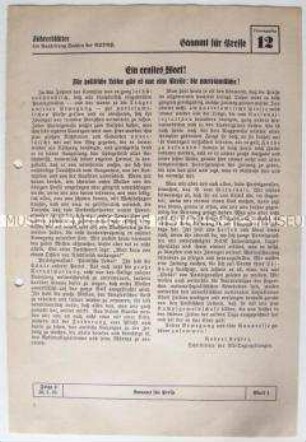 Informationsblatt der NSDAP-Gauleitung Sachsen (Gauamt für Presse) zur Pflichtlektüre der Parteipresse