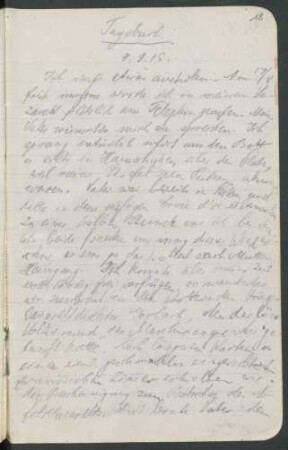 Tagebuch August 1915 bis Februar 1916