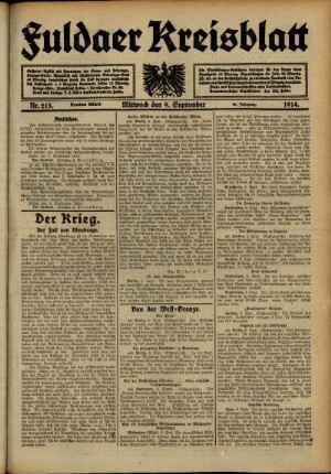 Ausgabe vom Mittwoch, den 09. September 1914.