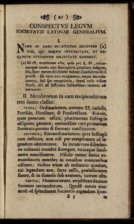 Conspectus Legum Societatis Latinae Generalium.