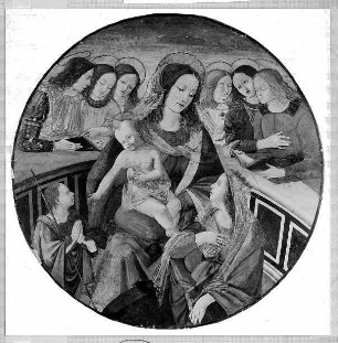 Maria mit dem Kind, dem Johannesknaben, der Heiligen Katharina von Alexandrien und sechs singenden Engeln