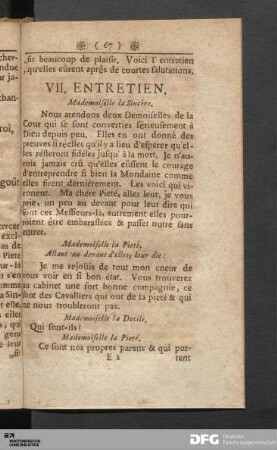 VII. Entretien.