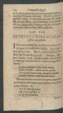 Cap. VIII. De Tertia Figura Et Syllogismo expositorio.