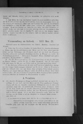 Versammlung zu Lübeck. - 1432 Mrz. 23.