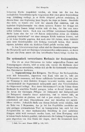 Das systematisch verwertbaren Merkmale der Scolopendriden.