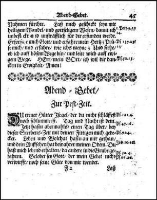 Abend-Gebet/ Zur Pest-Zeit.
