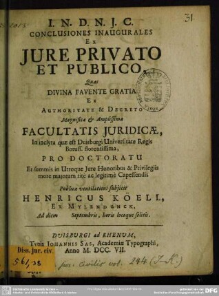 Conclusiones Inaugurales Ex Iure Privato Et Publico