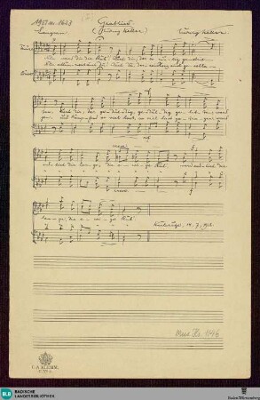 2 Lieder - Mus. Hs. 1146 : Coro maschile