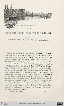 2. Pér. 32.1885: La Ronde de nuit et les dernières années de la vie de Rembrandt : à propos de l'inauguration du nouveau Musée d'Amsterdam