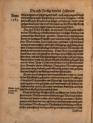 Historien von des Ehrwirdigen in Gott seligen thewren Manns Gottes Doctoris Martini Luthers anfang, Lehr, leben unnd sterben : Alles ordentlich der Jarzal nach, wie sich alle Sachen zu jeder zeyt haben zugetragen