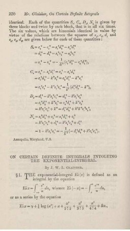 On certain definite integrals involving the exponential-integral.