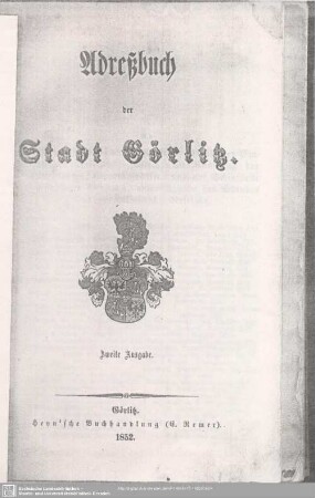 2.1852: Adreßbuch der Stadt Görlitz