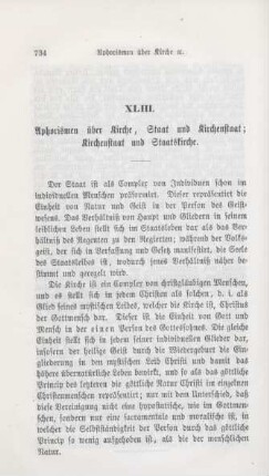 734-741 Aphorismen über Kirche, Staat und Kirchenstaat : Kirchenstaat und Staatskirche